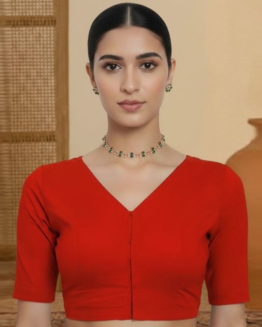 Red Rayon Opulent V Grace Blouse