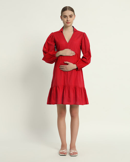 Classic Red Blossom & Bond Maternity & Nursing Dress