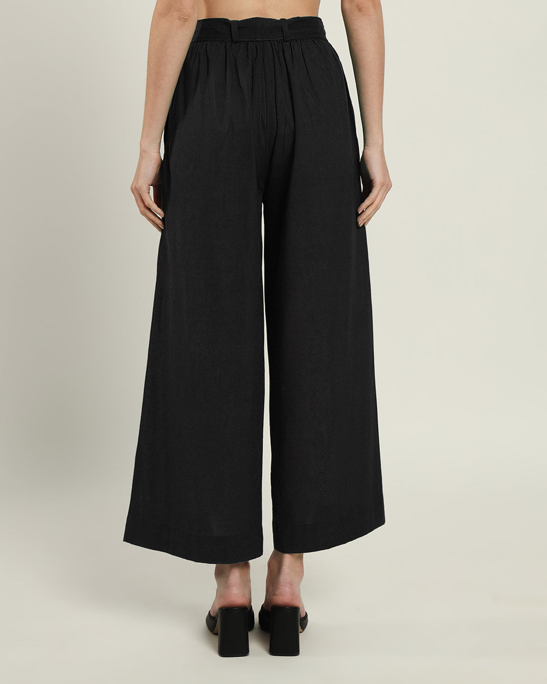 Noir Wide Pull-On Poplin Pants