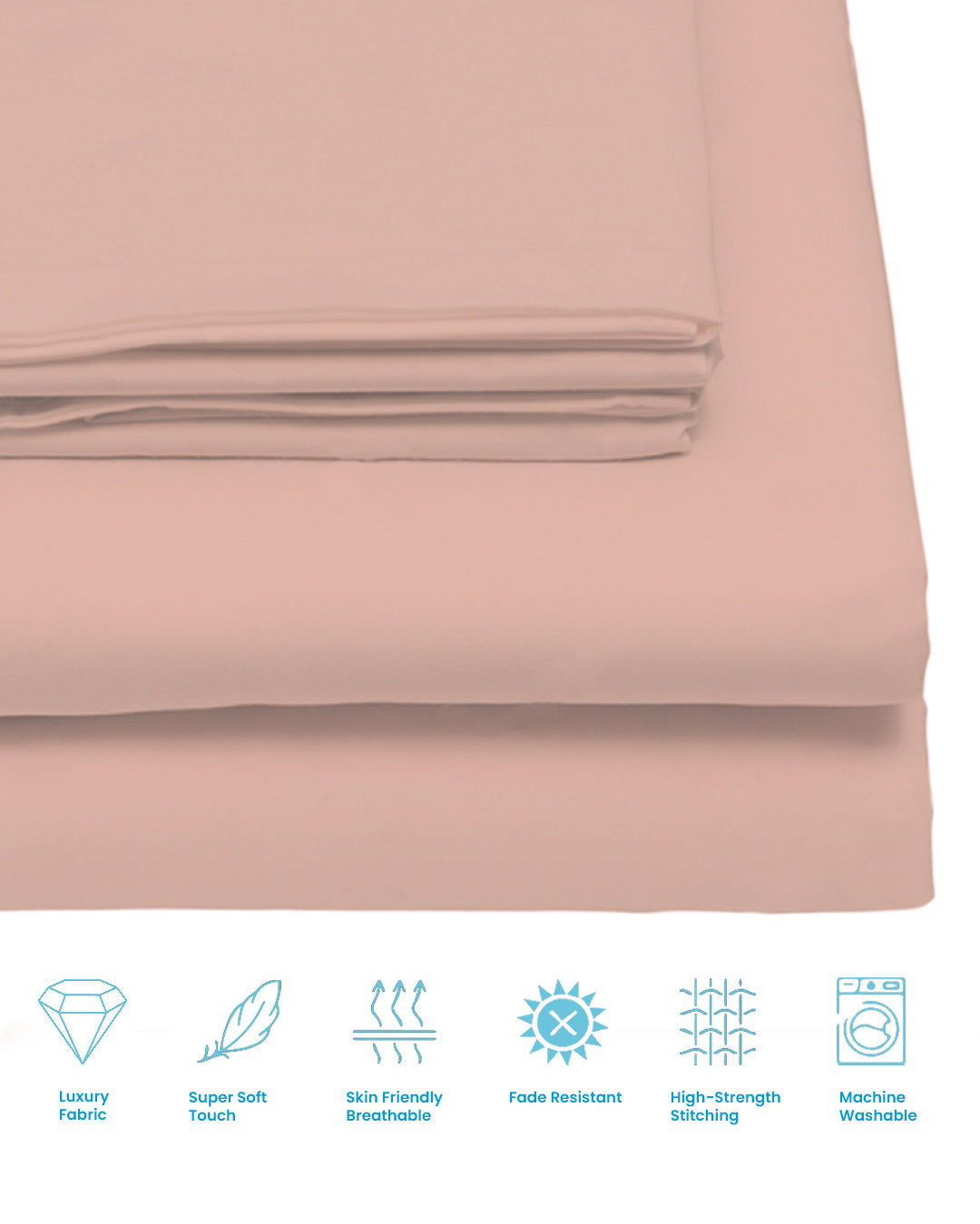 Thevasa Luxury Soft Cotton Feel Solid Bedsheet Super King Size, Premium 1 Flat Sheet (108"X108") and 2 Pillow Covers (18"X28"), French Rose Gold Pink, softer than 500 TC