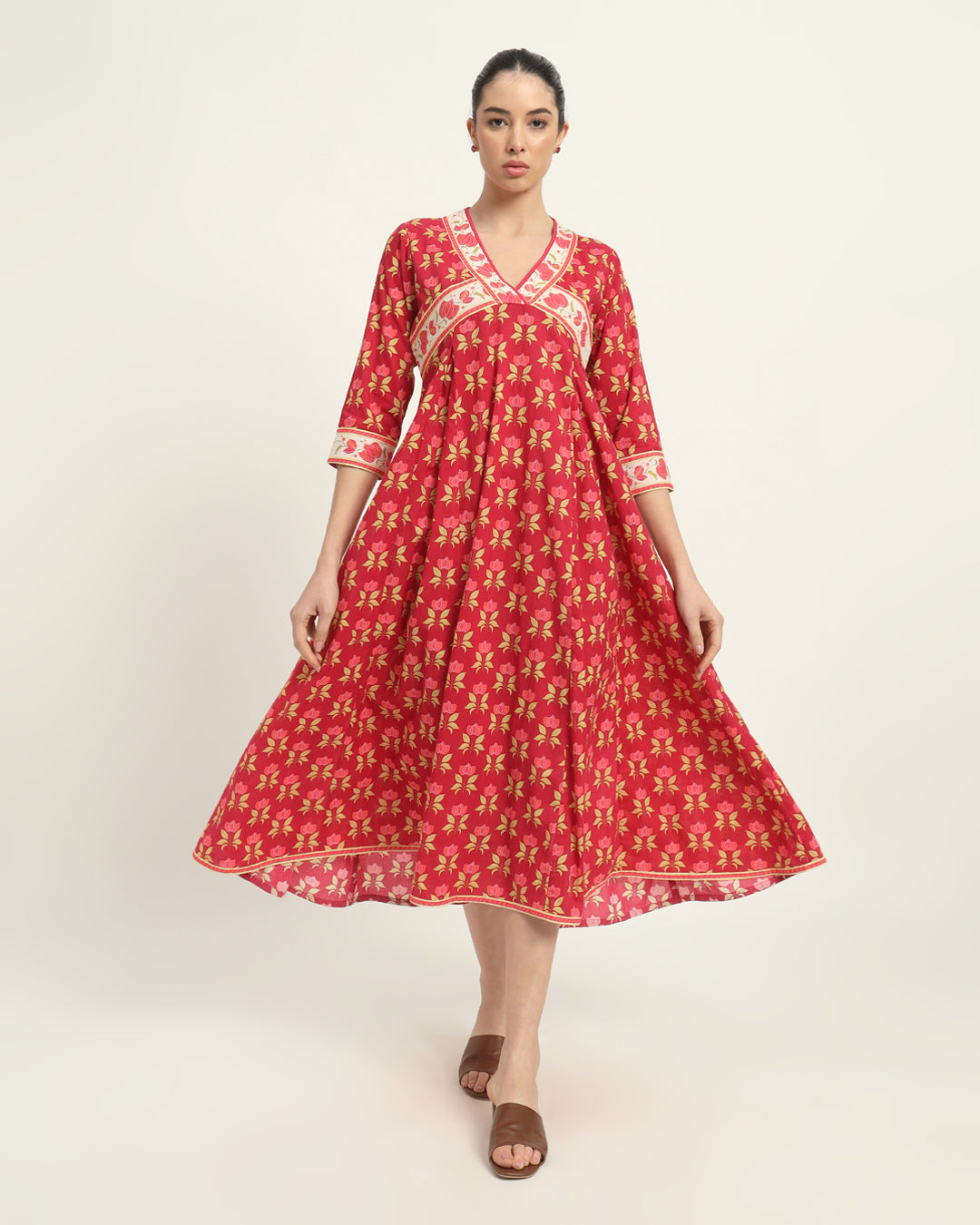 Queenly Bloom Gathered Dress