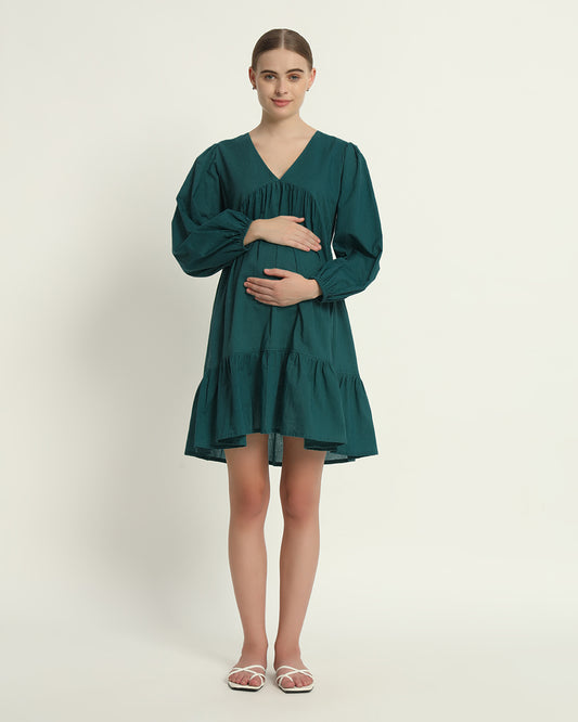 Deep Teal On Baby Time Maternity & Nursing Dress