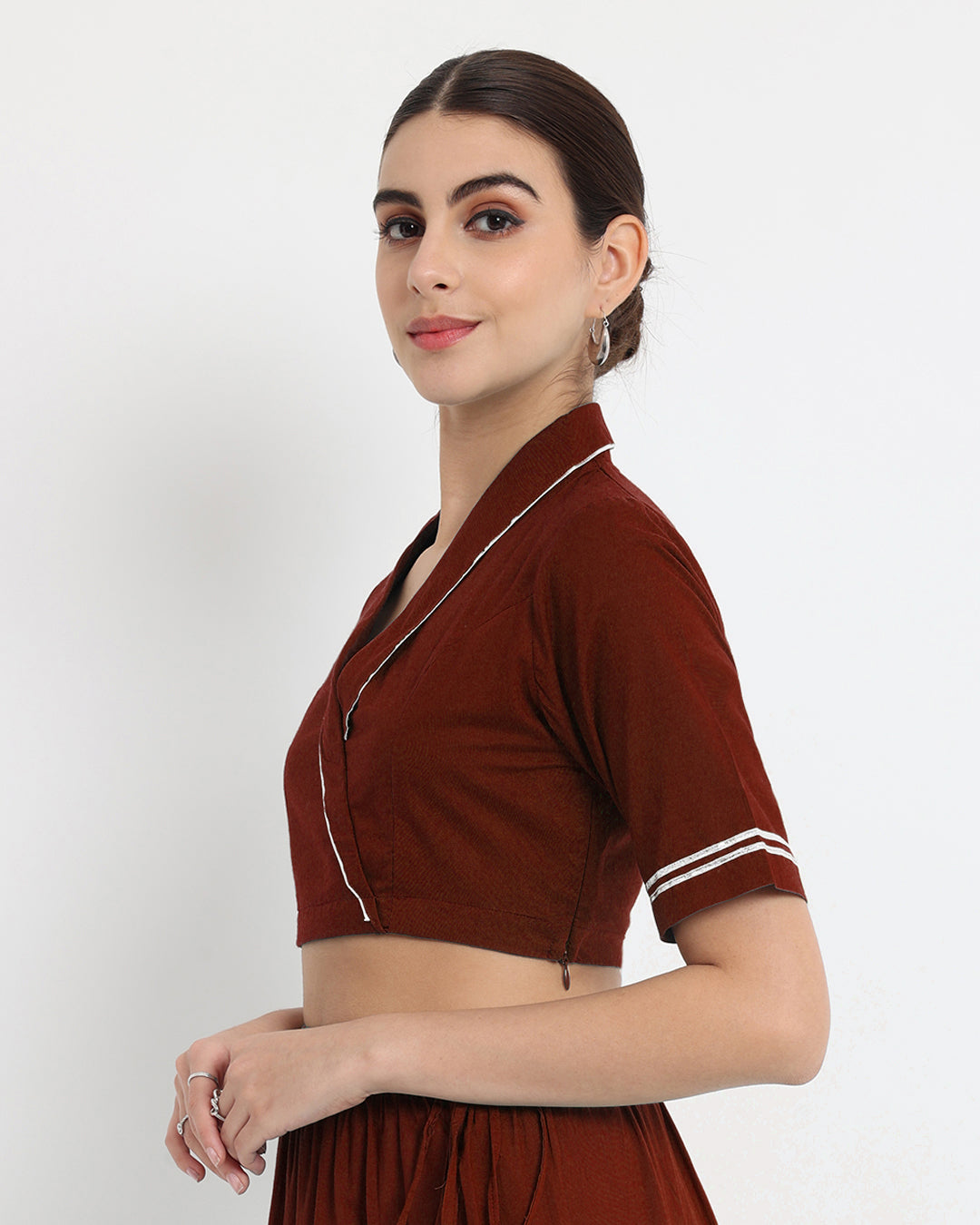 Russet Red Royal Wrap Fusion Blouse