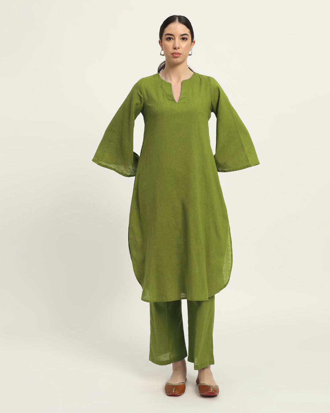 Sage Green Rounded Reverie Solid Kurta (Without Bottoms)