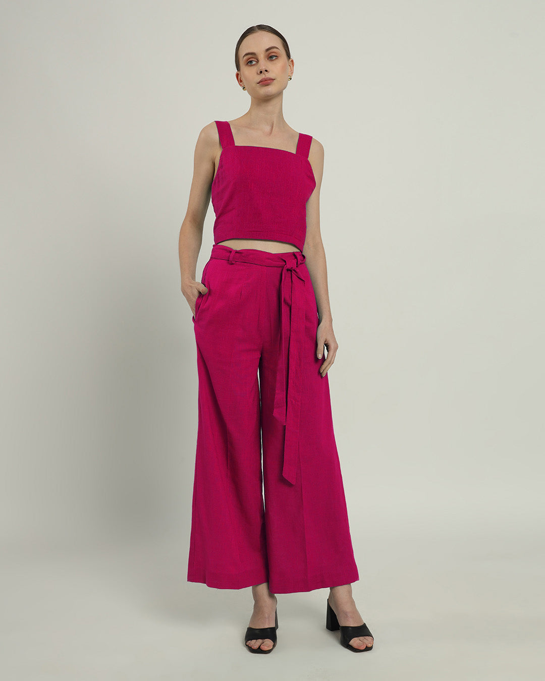 Berry Sleek Square Crop Solid Top (Without Bottoms)