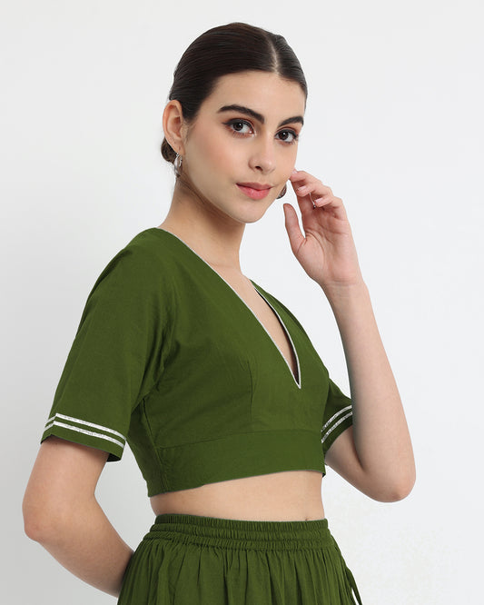 Greening Spring Royal Deep V Blouse