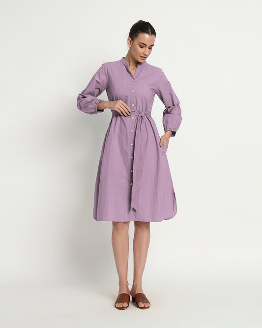 Iris Pink Modish Elegance Notch Neck Dress