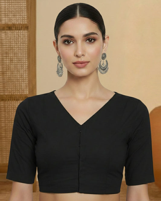 Black Rayon Opulent V Grace Blouse