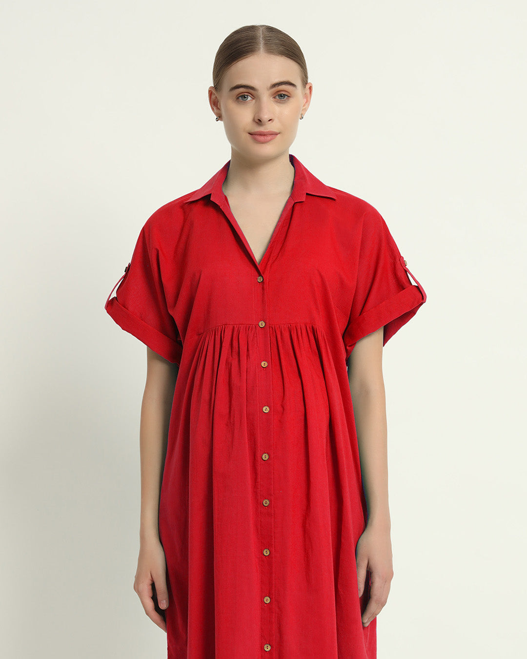 Classic Red Sweet Embrace Maternity & Nursing Dress