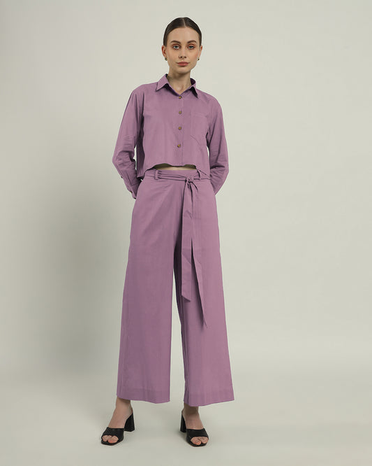 Purple Swirl Knot and crop shirt co-ord set