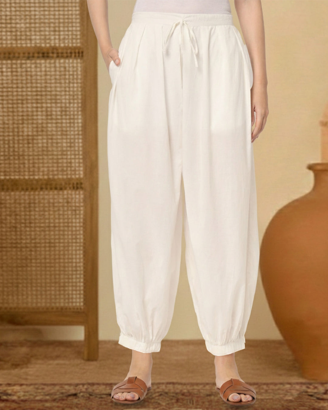White Pleated Salwar