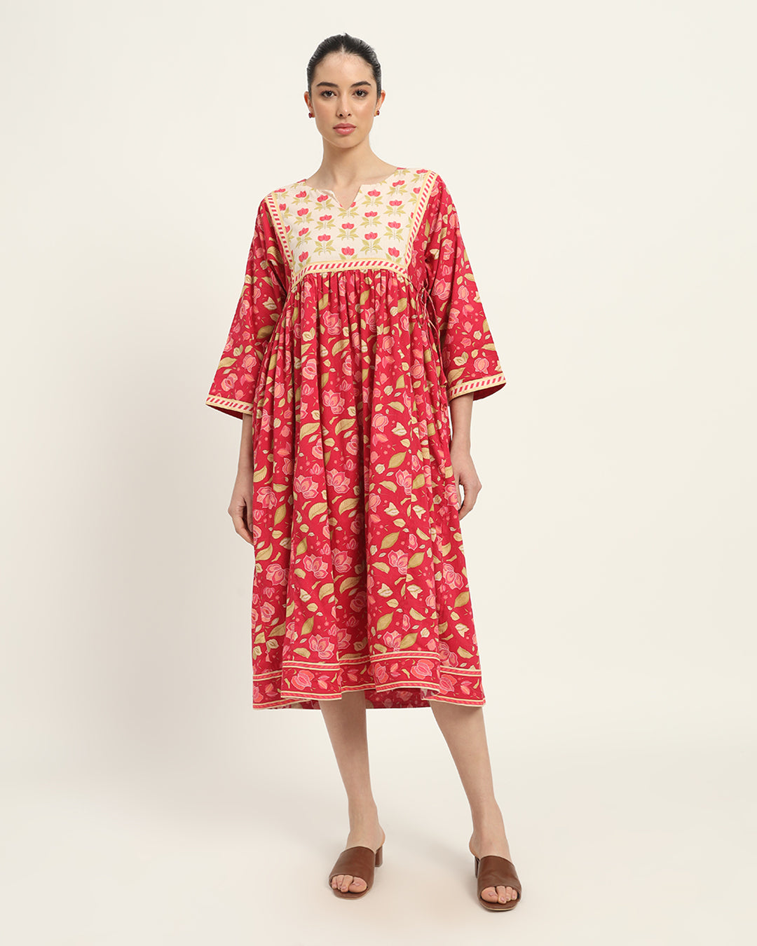 Whimsical Wild Blooms Notch Neck Dress