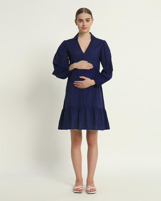 Midnight Blue Blossom & Bond Maternity & Nursing Dress