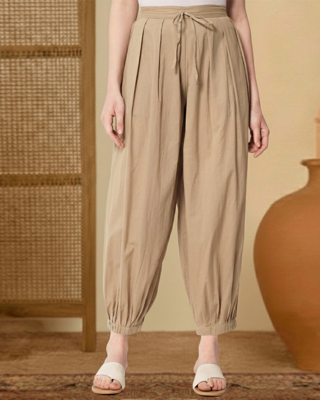 Beige Pleated Salwar