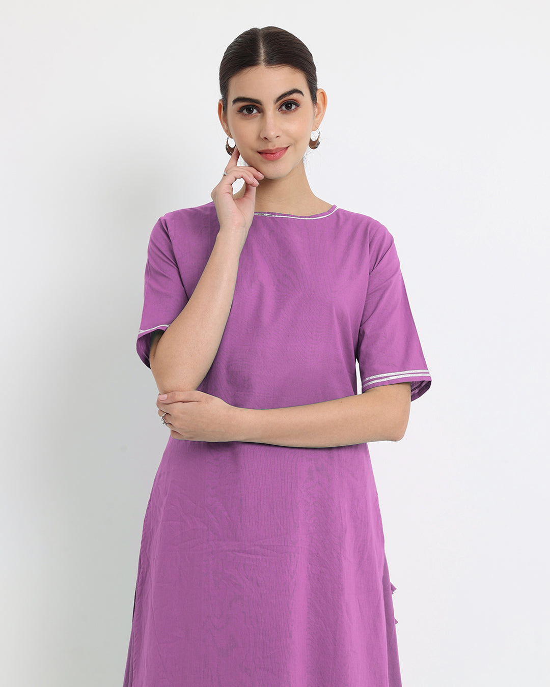 Wisteria Purple Tiered Gala Lace Skirt Kurta Co-ord Set