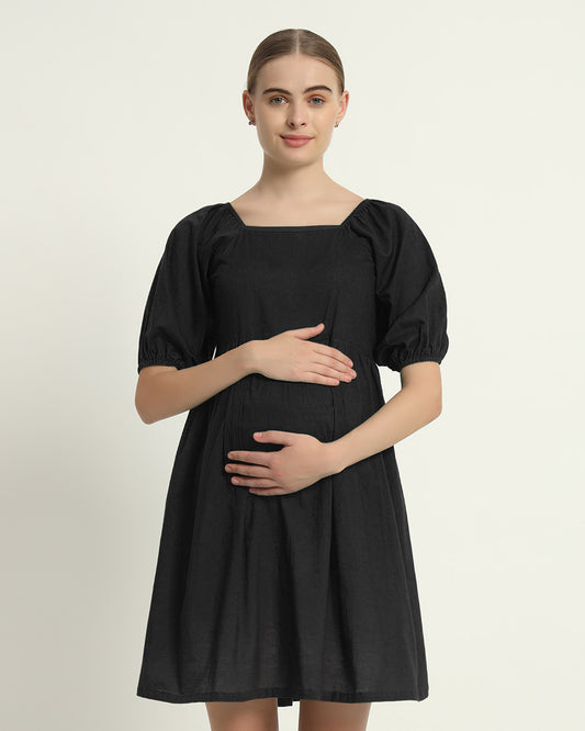 Black Tender Moments Maternity & Nursing Dress