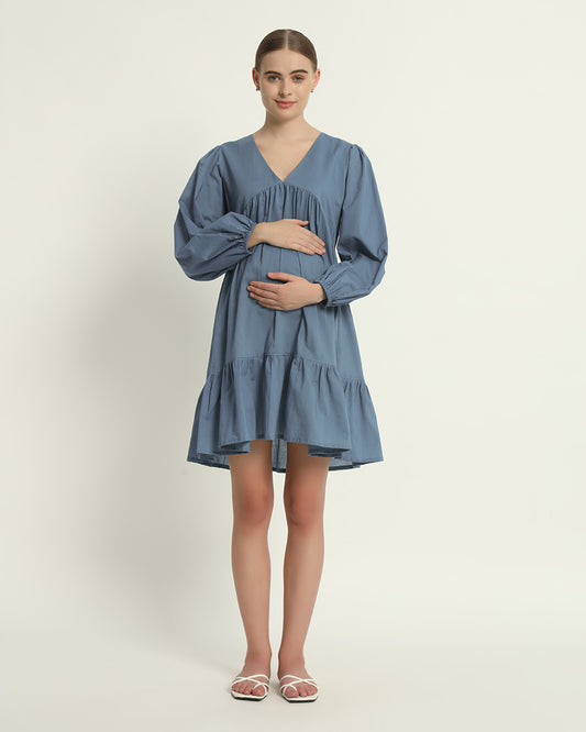 Blue Dawn On Baby Time Maternity & Nursing Dress