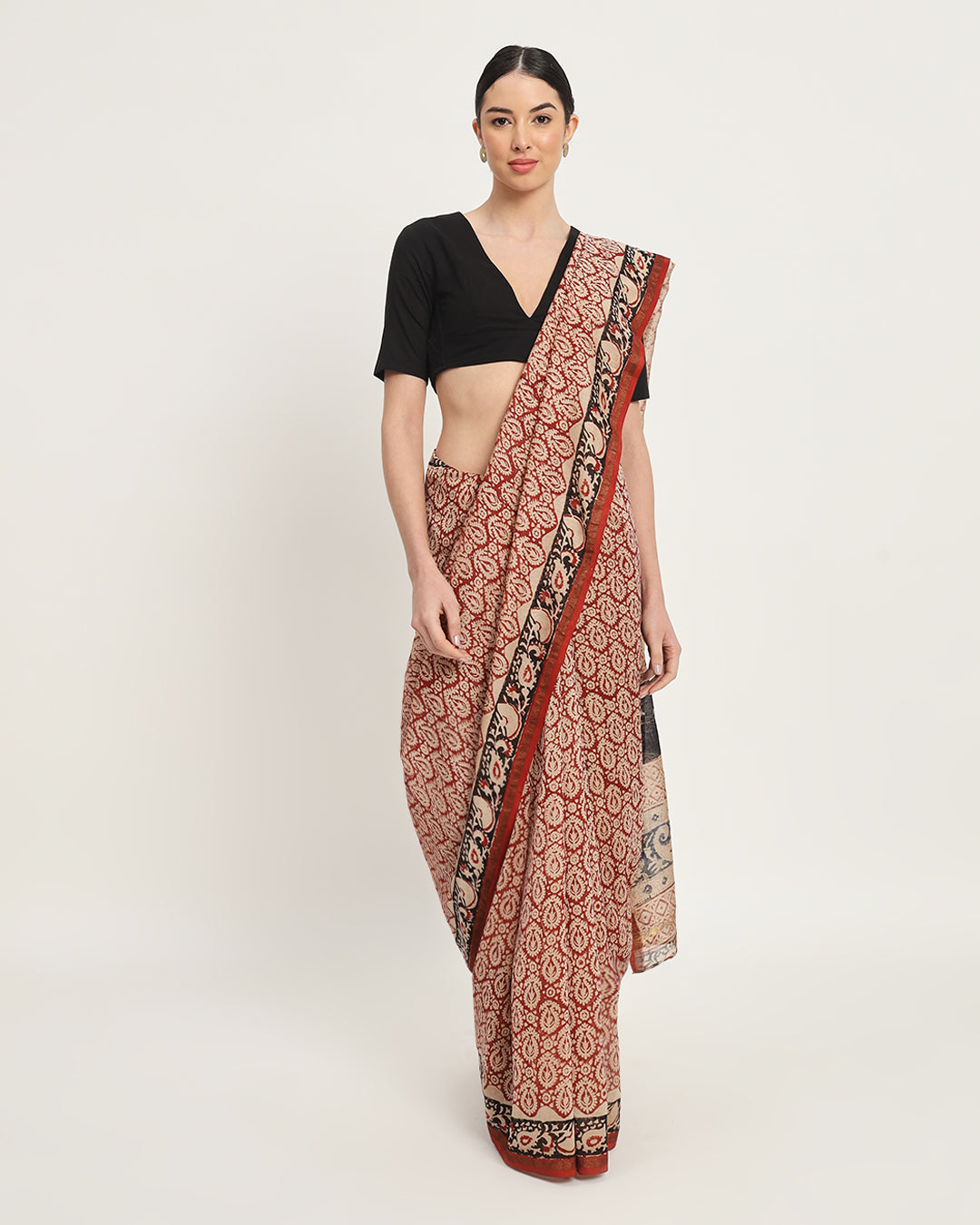 Whispers of Red Blooms Chanderi Silk Saree
