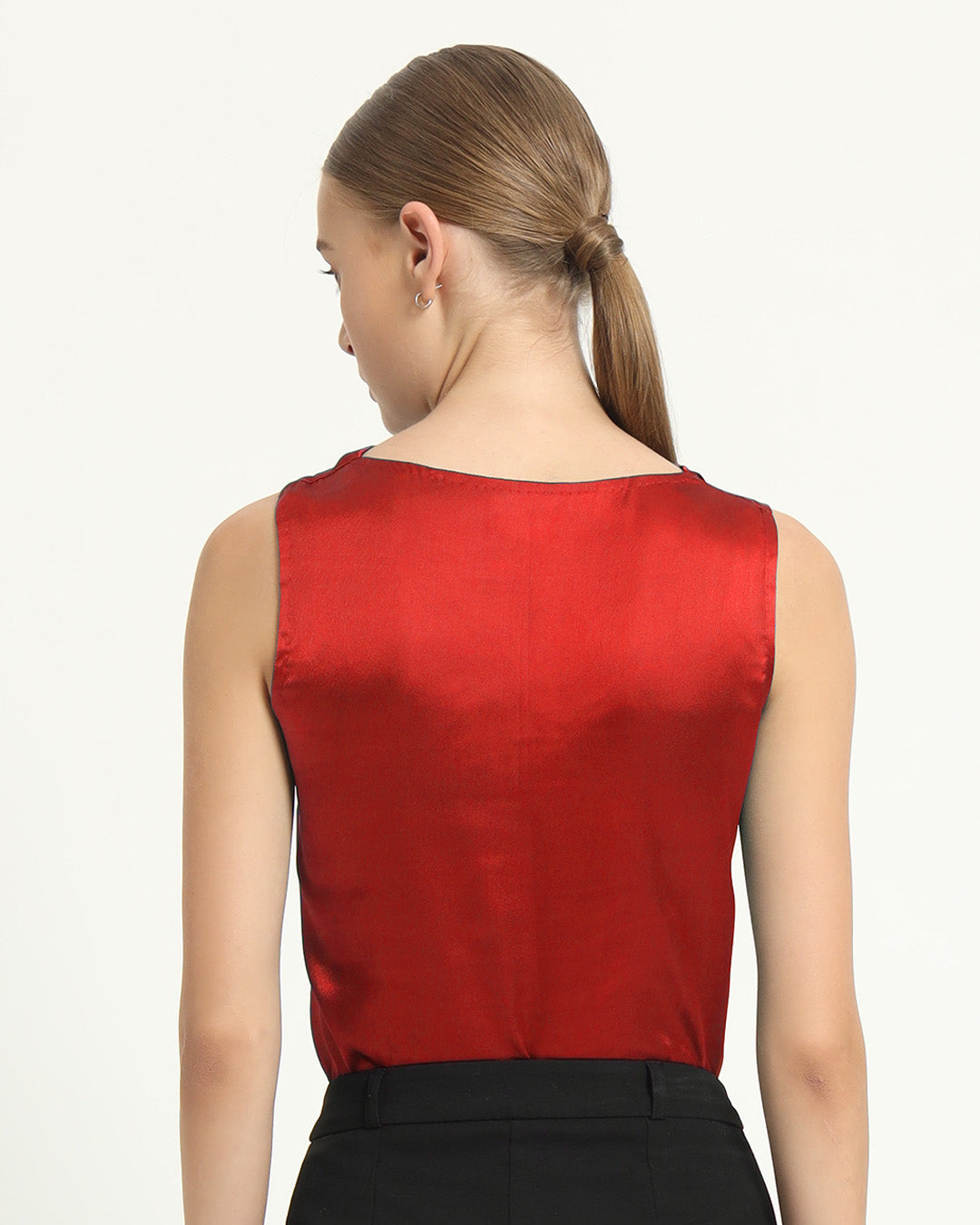 Satin Drapped Effect Scarlet Red Top