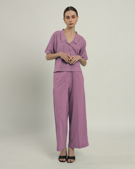 Purple Swirl Feeling Easy Collar Neck Co-ord Set