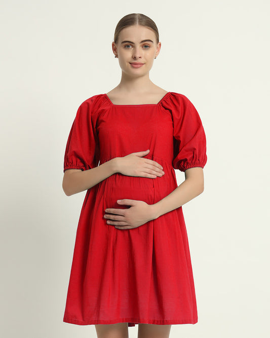 Classic Red Tender Moments Maternity & Nursing Dress