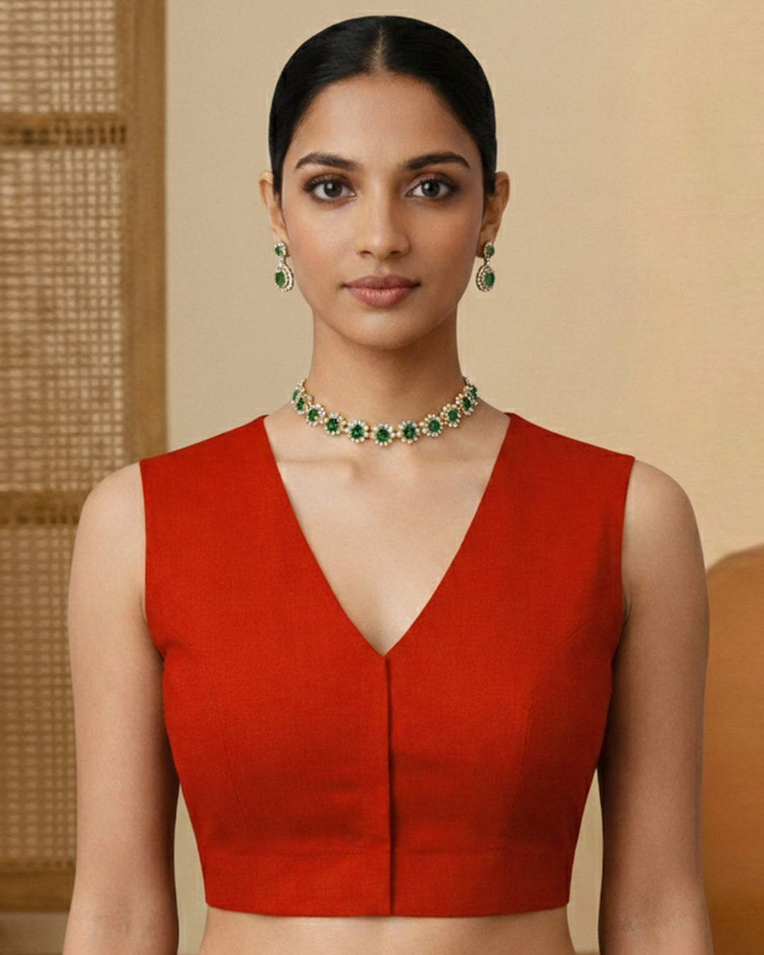 Red Rayon Classic Muse Blouse