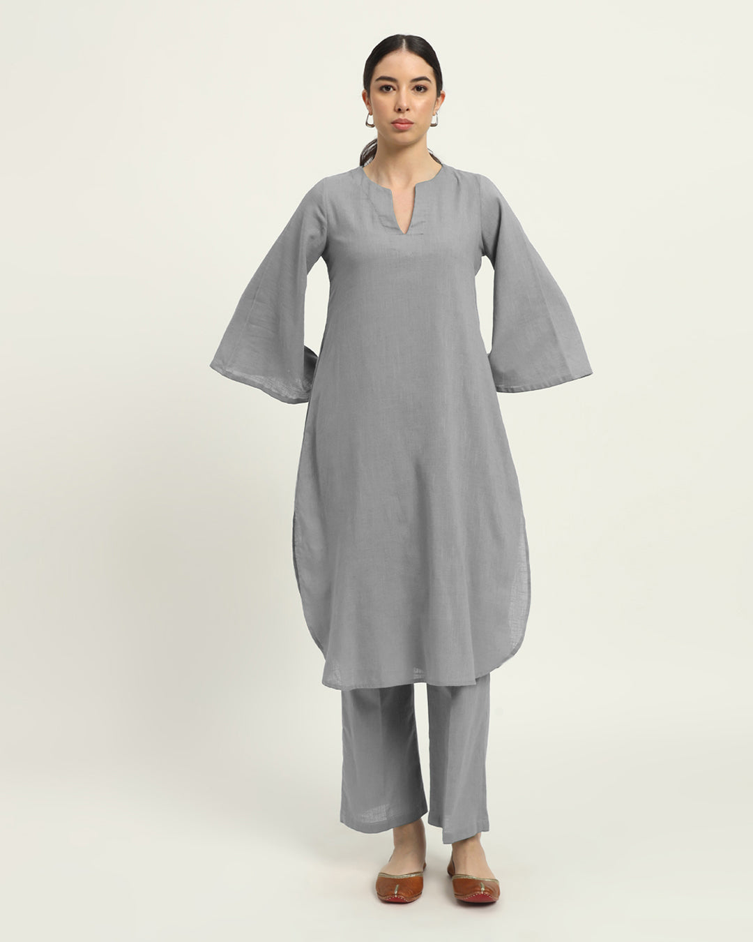 Iced Grey Rounded Reverie Solid Co-ord Set