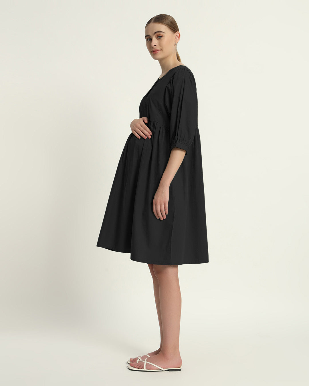 Noir Calm & Cozy Maternity & Nursing Dress