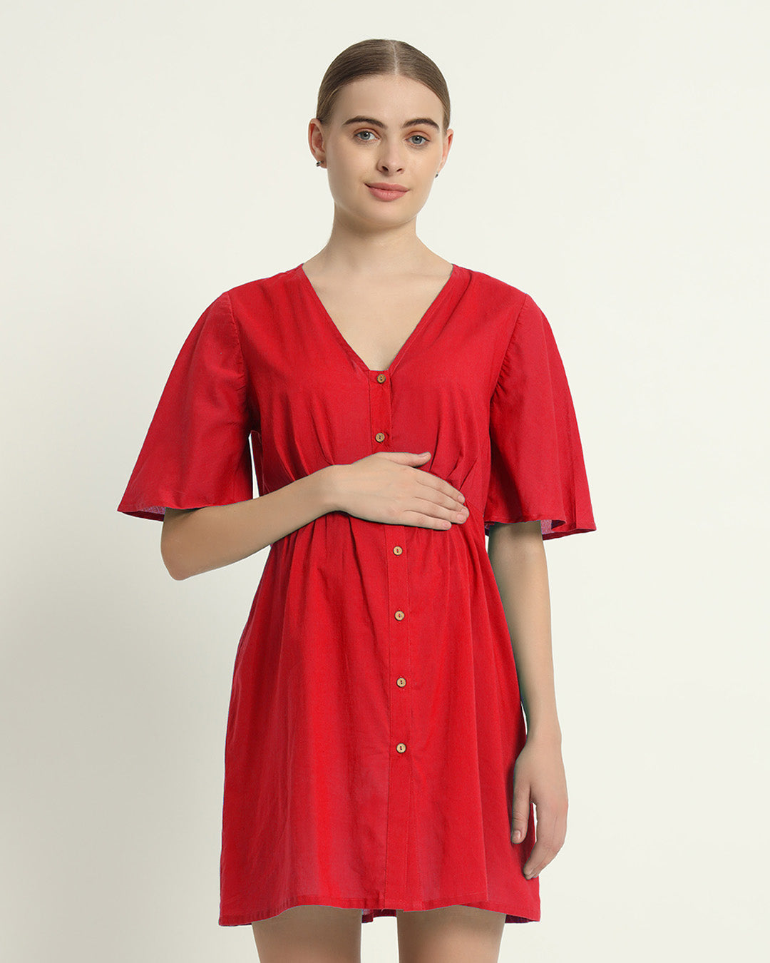 Classic Red Baby Bundle Maternity & Nursing Dress