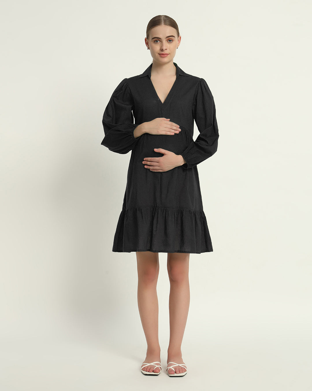 Black Blossom & Bond Maternity & Nursing Dress