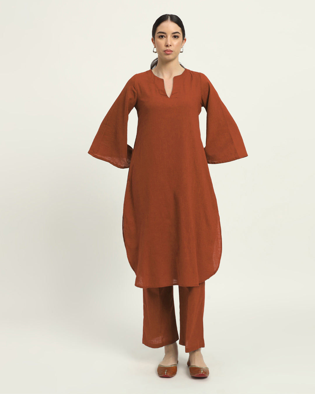 Blush Rounded Reverie Solid Kurta (Without Bottoms)