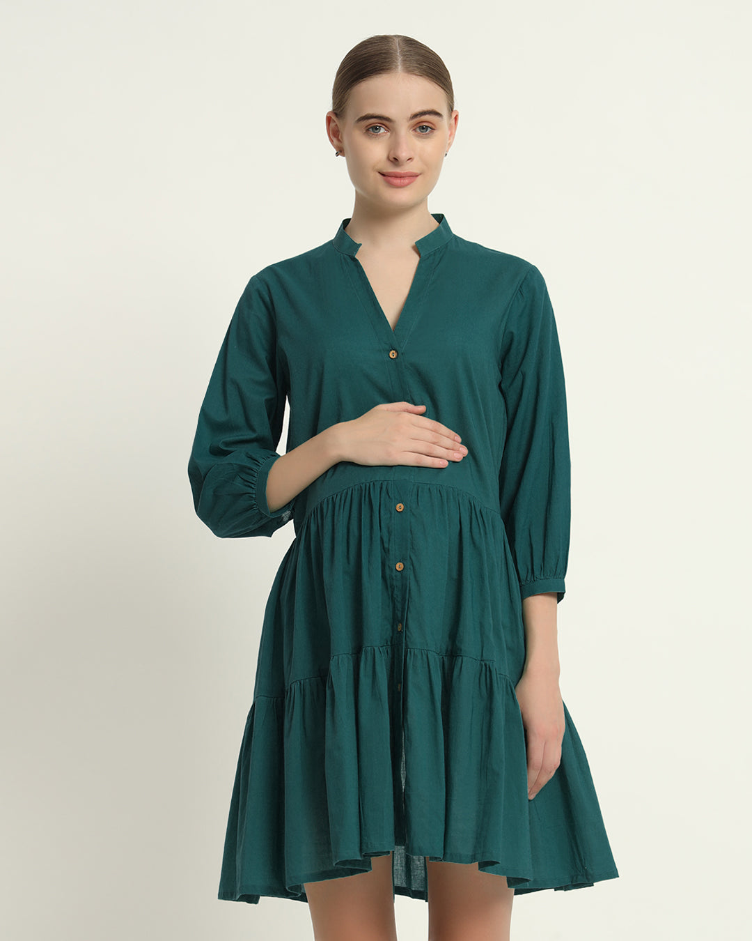 Deep Teal Babymoon Maternity & Nursing Dress