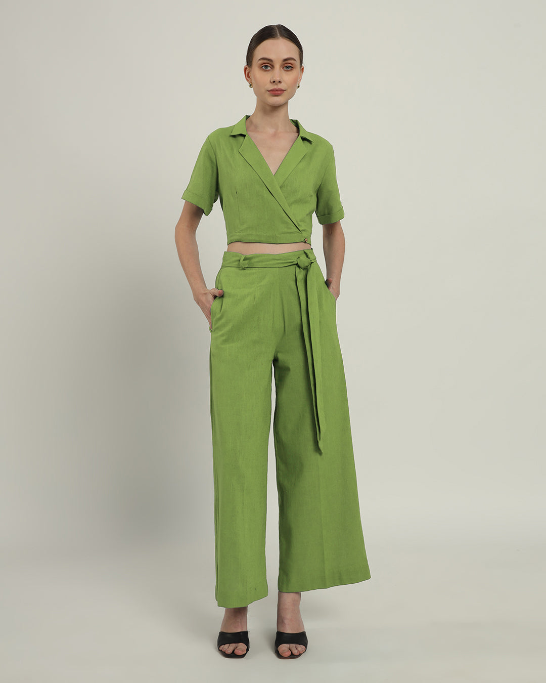 Fern Lapel Collar Solid Top (Without Bottoms)