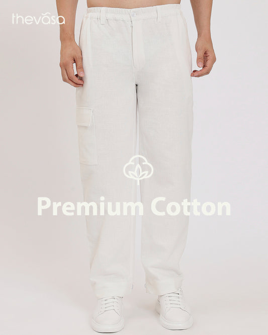 Sydney Straight Fit White Cargo Men's Pants