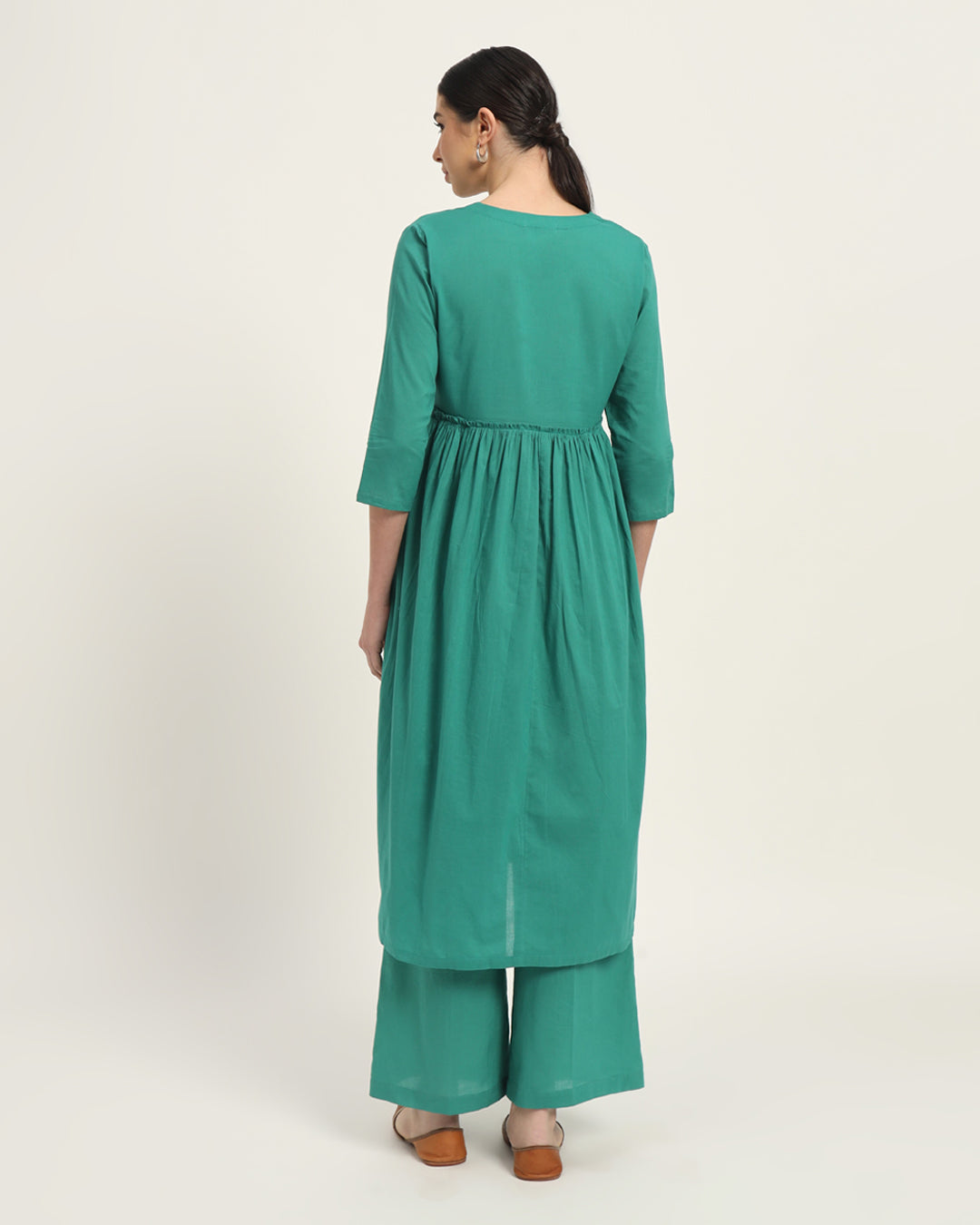 Green Gleam Whimsy Affair Buttoned Solid Kurta (Without Bottoms)