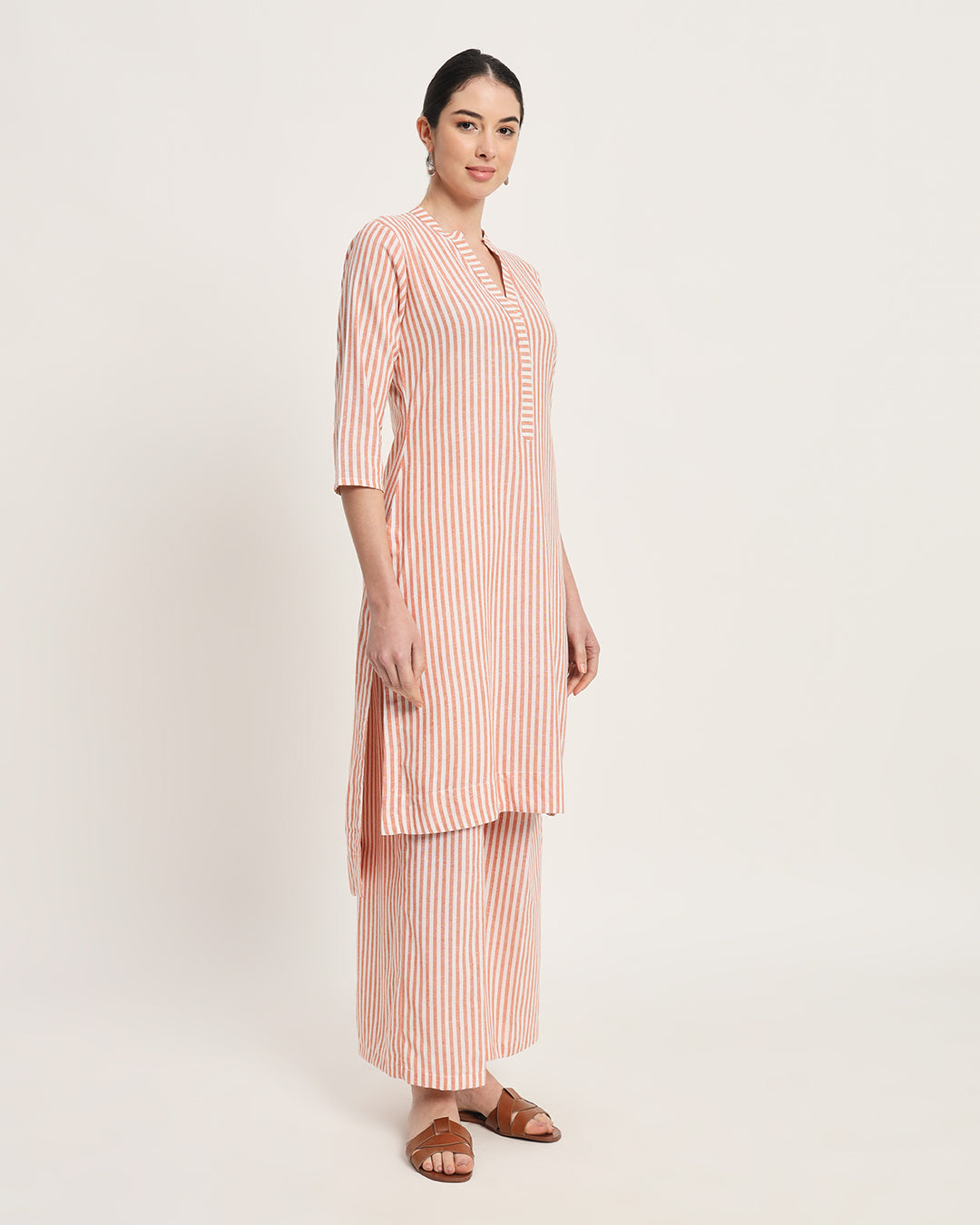 Rustic Charm Stripes High-Low Co-ord Set