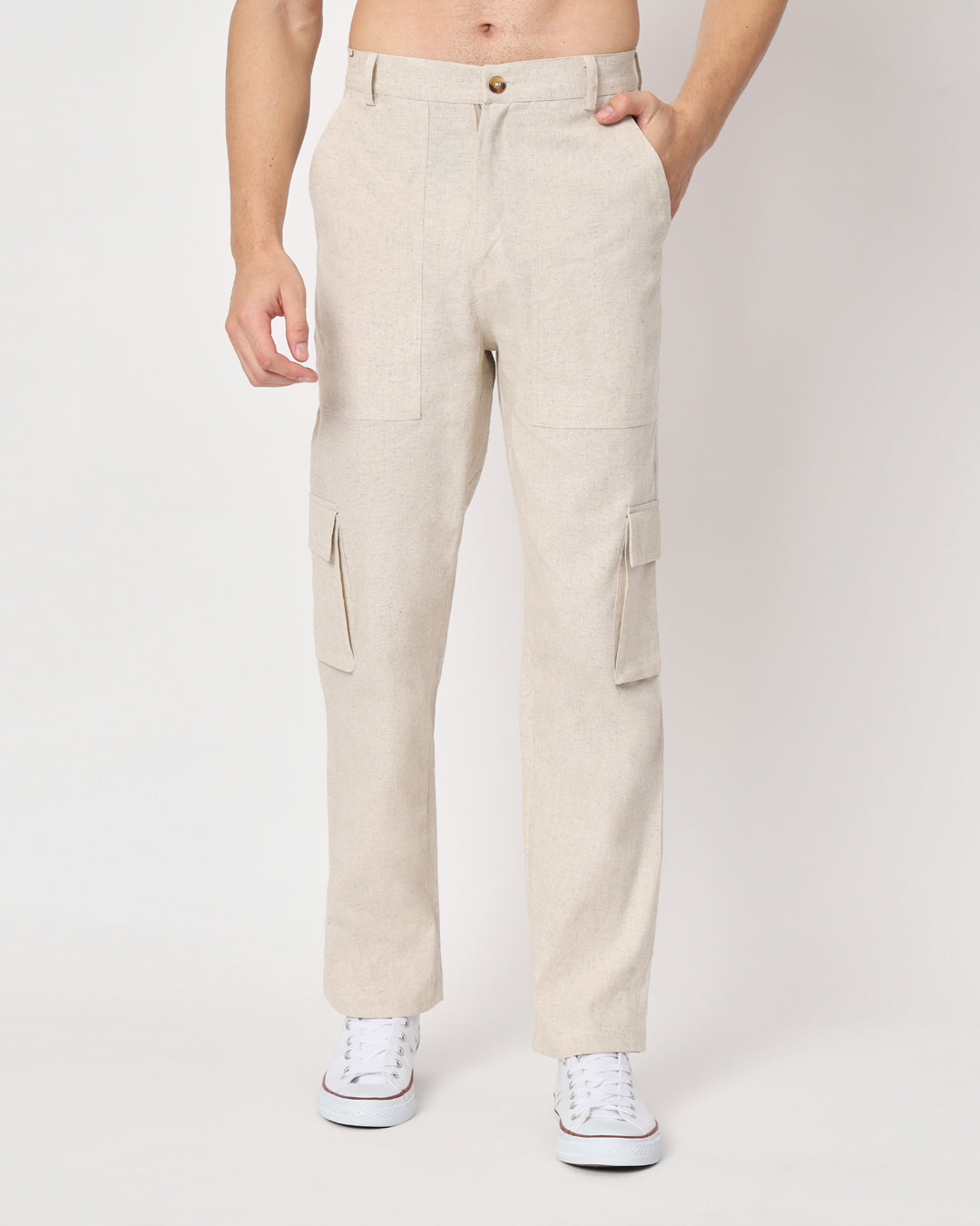 Combo: Function Flex Beige & White Men's Pants- Set Of 2