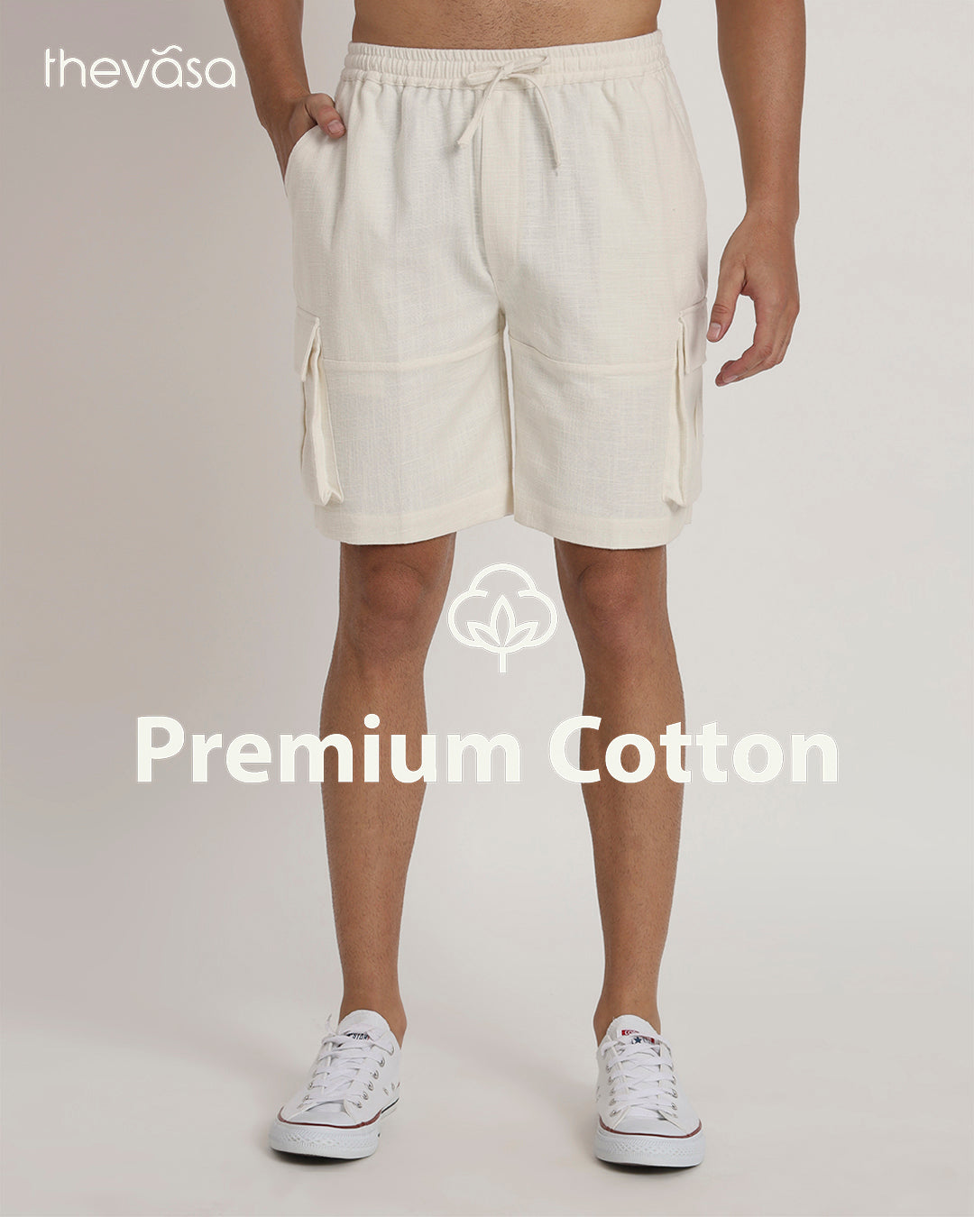 Cotton Comfort Cargo White Men's Shorts