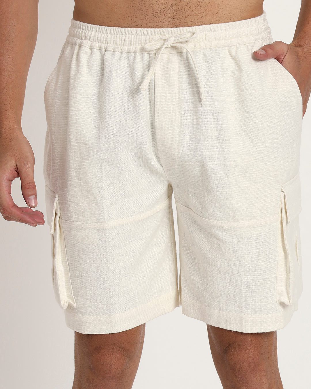 Cotton Comfort Cargo White Men's Shorts