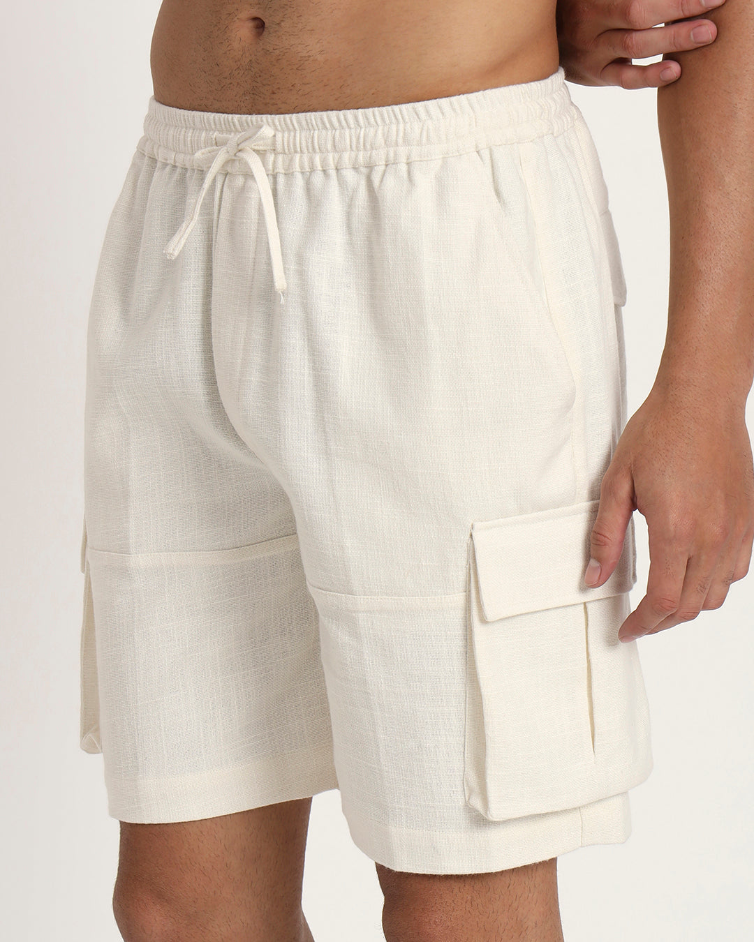 Cotton Comfort Cargo White Men's Shorts