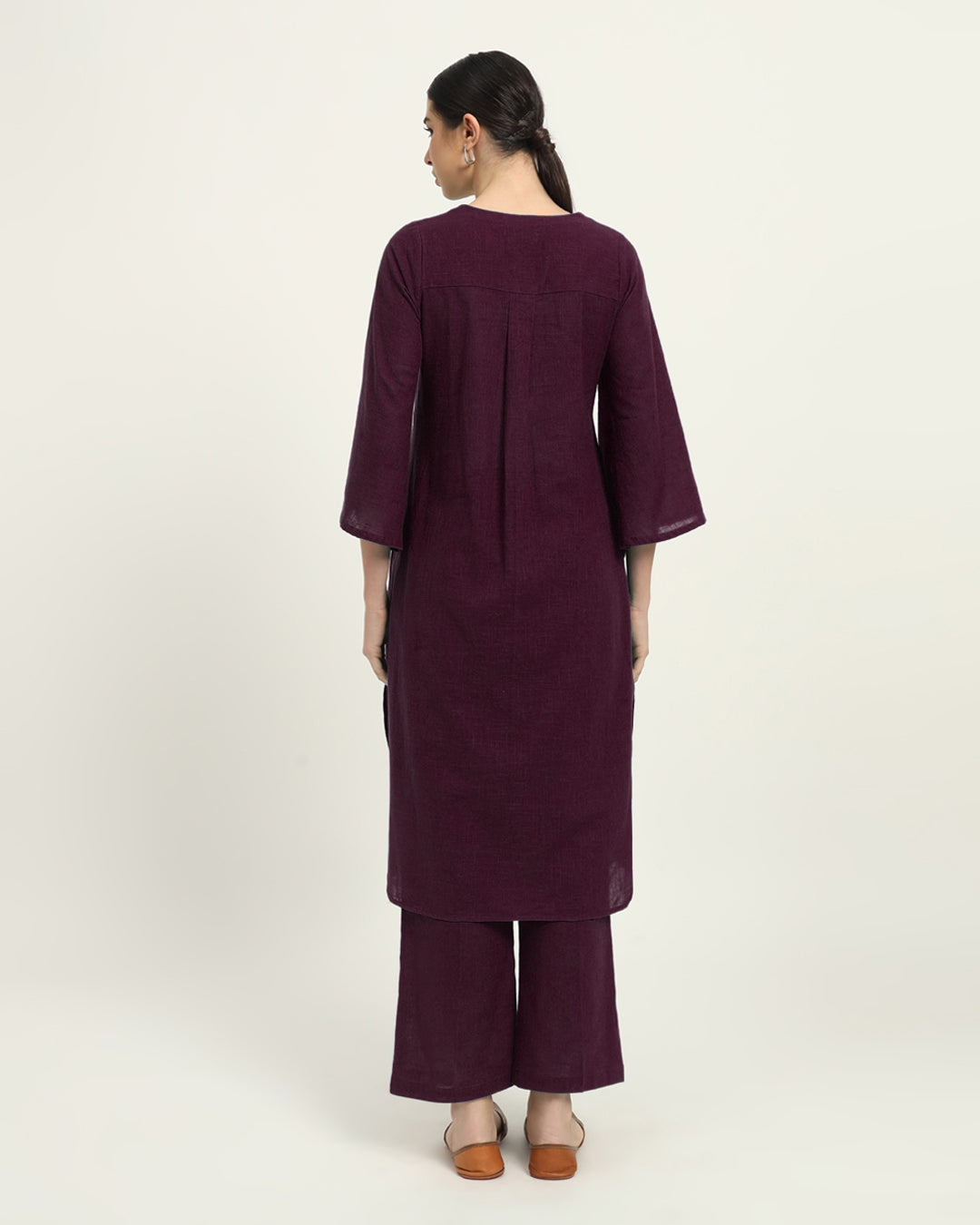 Combo: Beige & Plum Passion Rounded Reverie Solid Kurta