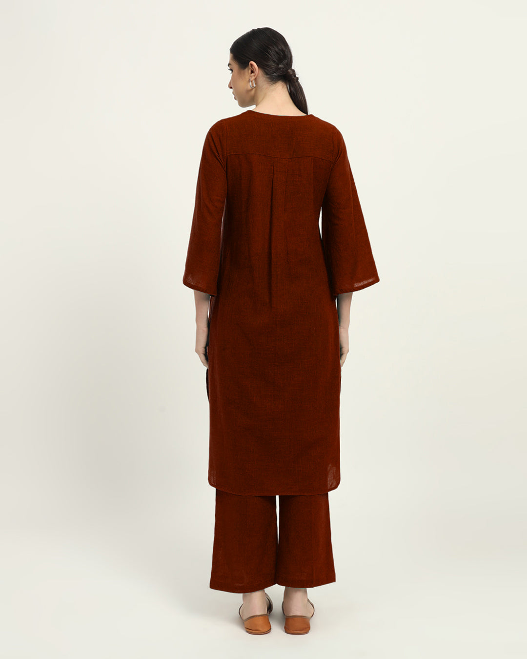 Combo: Black & Russet Red Rounded Reverie Solid Kurta