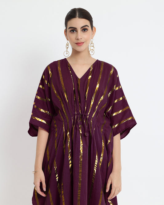 Plum Passion Pintuck Kaftan Glisten Gala Kurta (without bottoms)