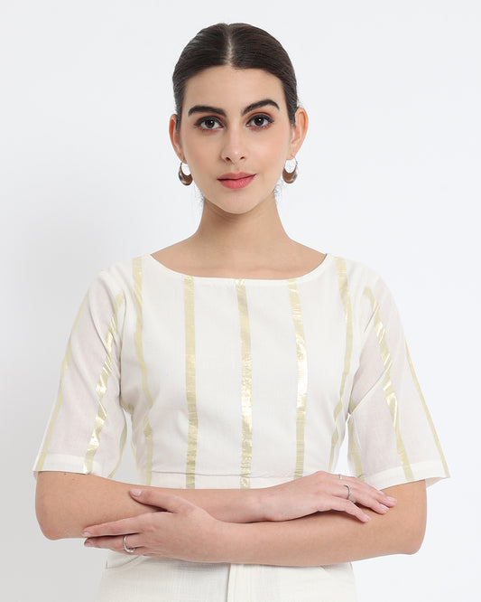 Pristine White Glisten Gala Boatneck Blouse