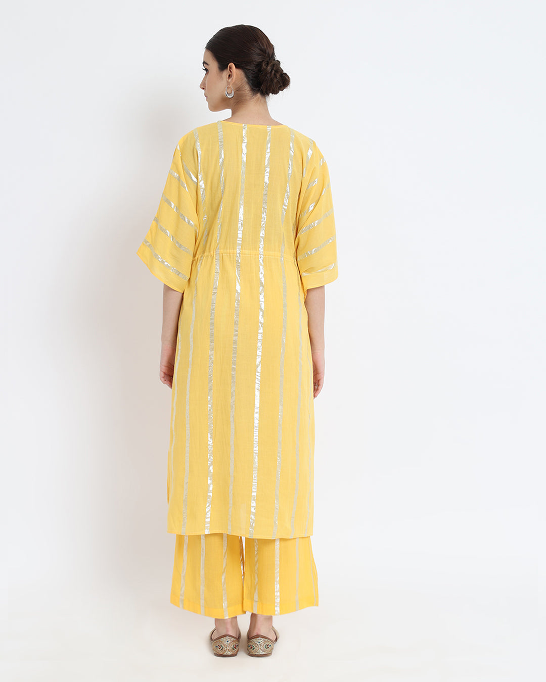 Dazzling Yellow Pintuck Kaftan Glisten Gala Co-ord Set