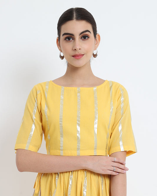 Dazzling Yellow Glisten Gala Boatneck Blouse