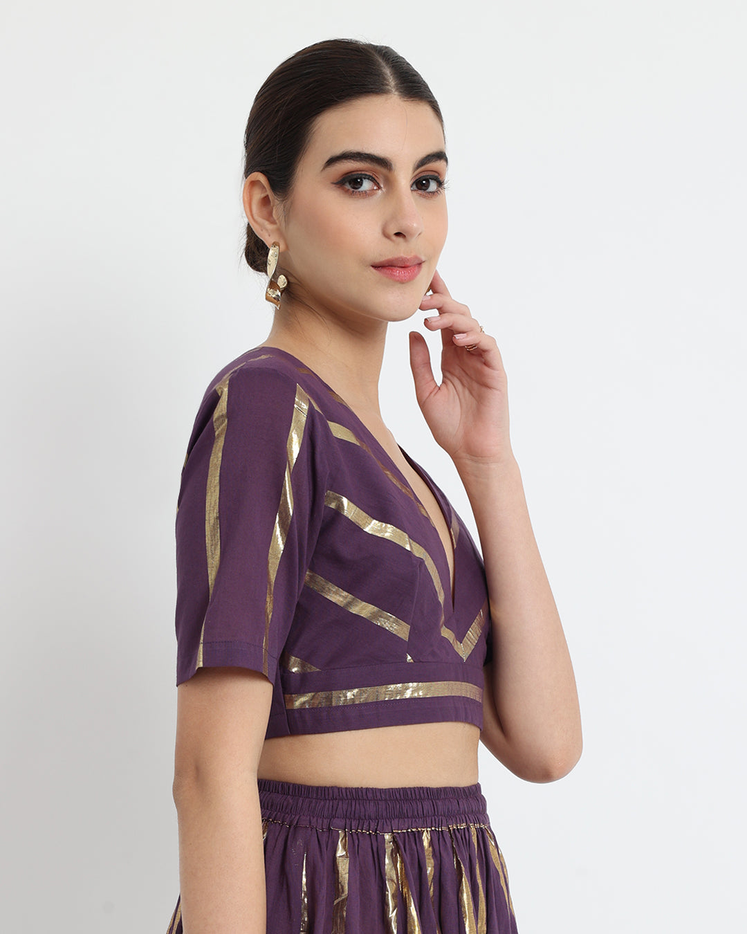 Plum Passion Glisten Gala Deep V Blouse