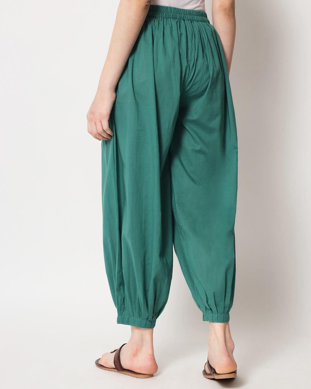 Combo: Forest Green & White Pleated Salwar
