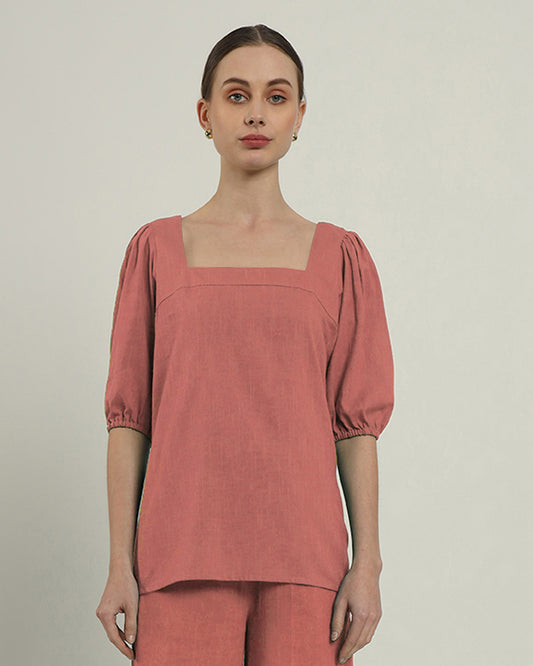 Ivory Pink Urbanite Square Neck Top (Without Bottoms)