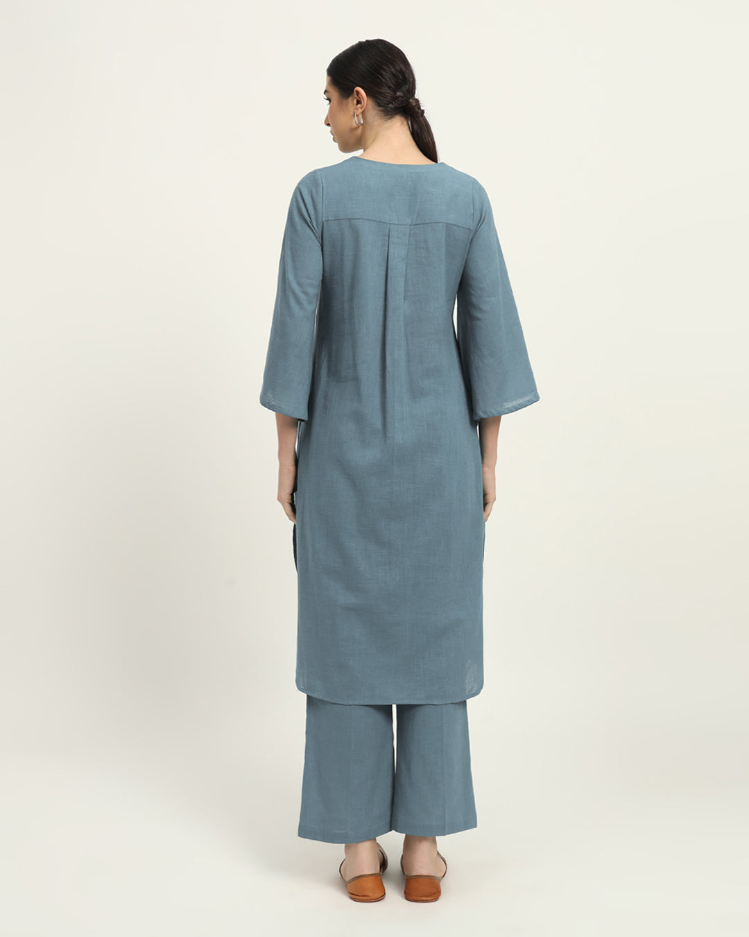 Combo: Blue Dawn & Plum Passion Rounded Reverie Solid Kurta